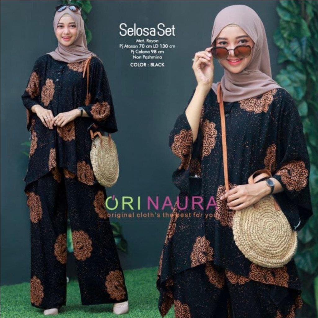 One Set Jumbo Waka Waka Selosa Setelan Wanita Rayon Premium  Set Celana Panjang Tie Dye Kekinian