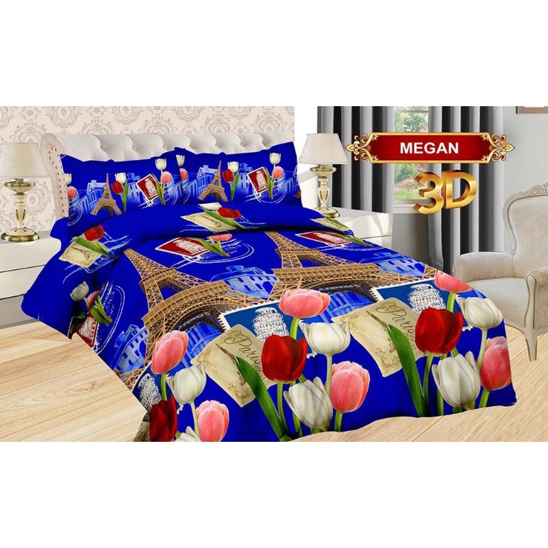 Bedcover set sprei ukuran 180x200 merek bonita motif megan