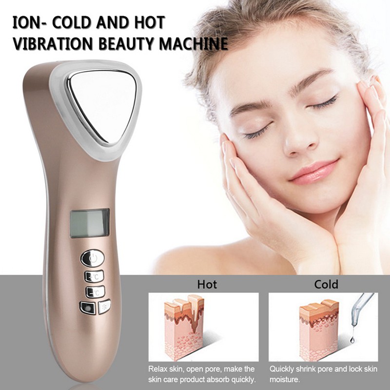 Ultrasonic Cryotherapy Hot Cold Hammer LED Photon Massager Facial Lifting Tightening Shrink Ultrasound Pore Skin Tool