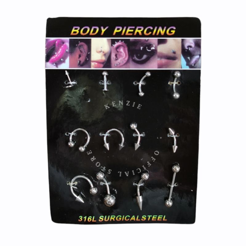 Anting Piercing Pria Wanita isi 12 Pcs SKN 24