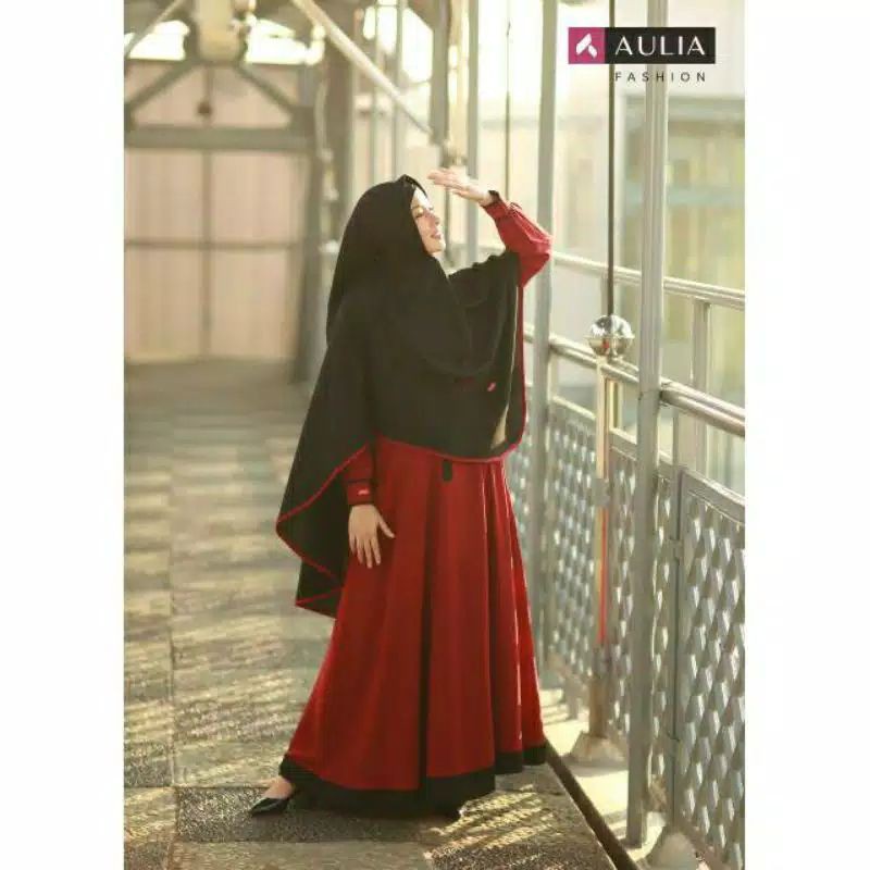 Gamis aulia azeeza black/berry/maroon/black white/ Gamis syari wanita muslimah premium