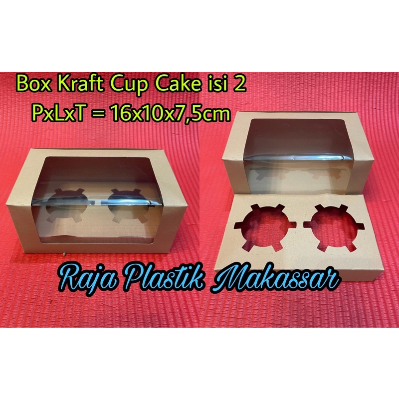 

Box Cake / Box Kue / Box Mika kraft Cup Cake isi 2