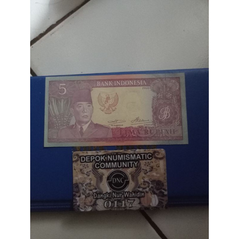 uang kuno 5 rupiah soekarno gress