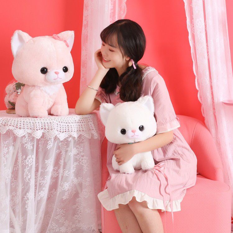 MAINAN BONEKA KUCING CAT FLUFFY WHITE PLUSH IMPOR