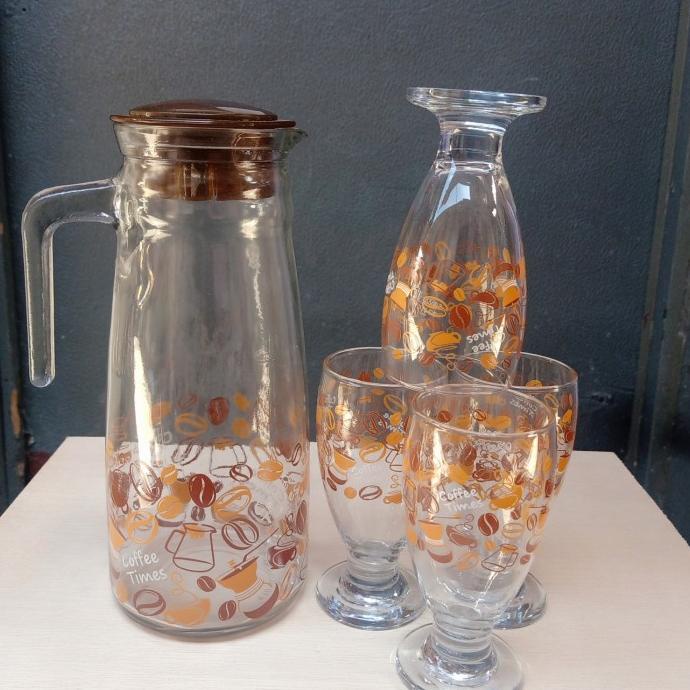 <<<<<] Teko picther jug set gelas kaca printing