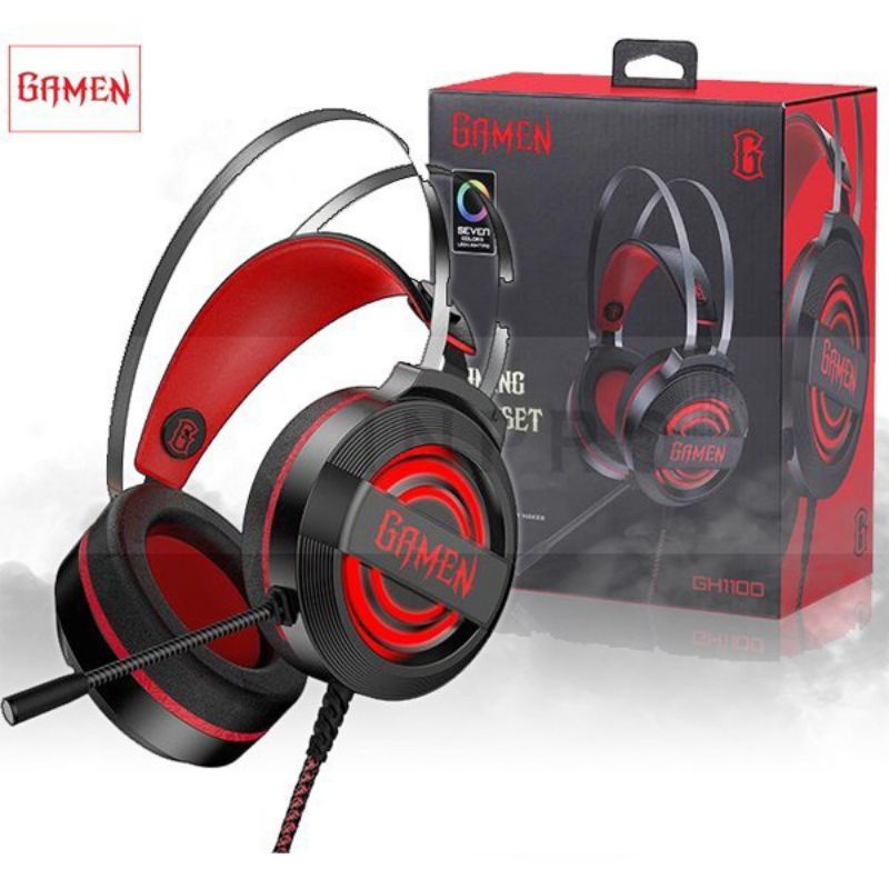 0GAMEN Headset Gaming GH1100 7 Color Breathing Lights Black