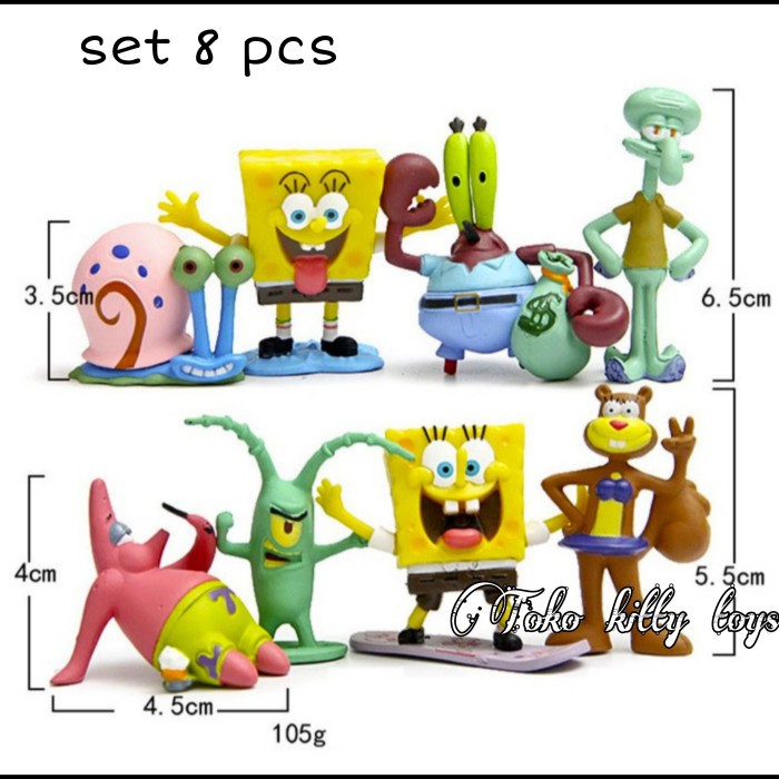 FIGURE SPONGEBOB SQUAREPANTS SRT ISI 8 PCS MINIATUR CAKE SPONGEBOB