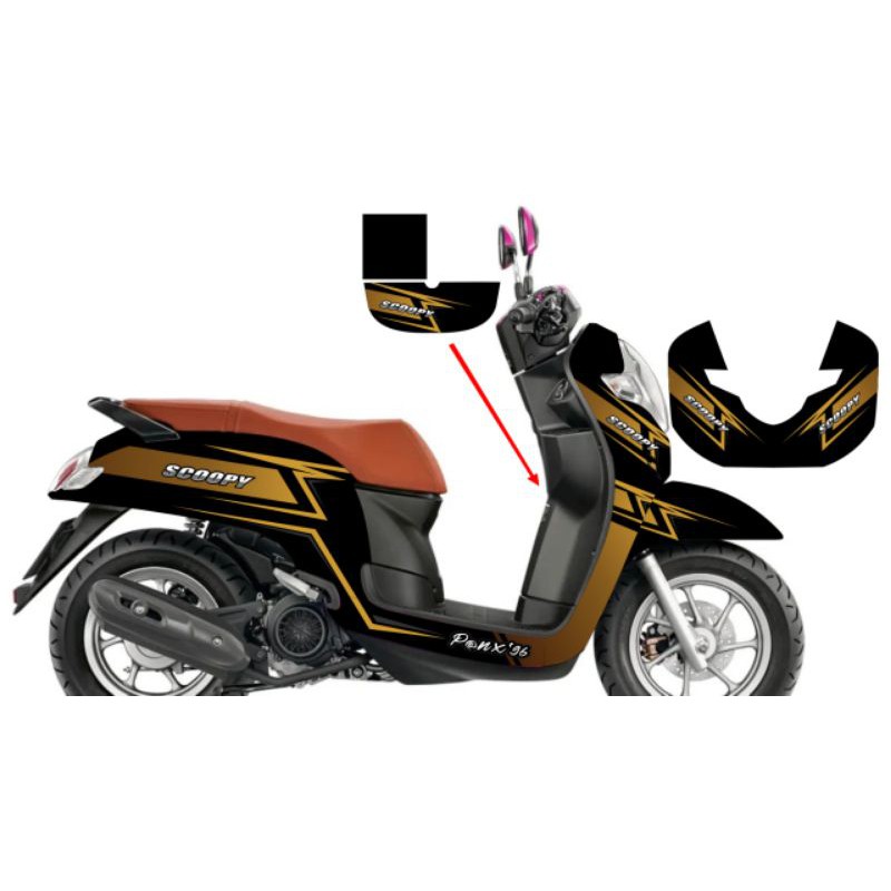 Decal Sticker Scoopy Gold hitam doft