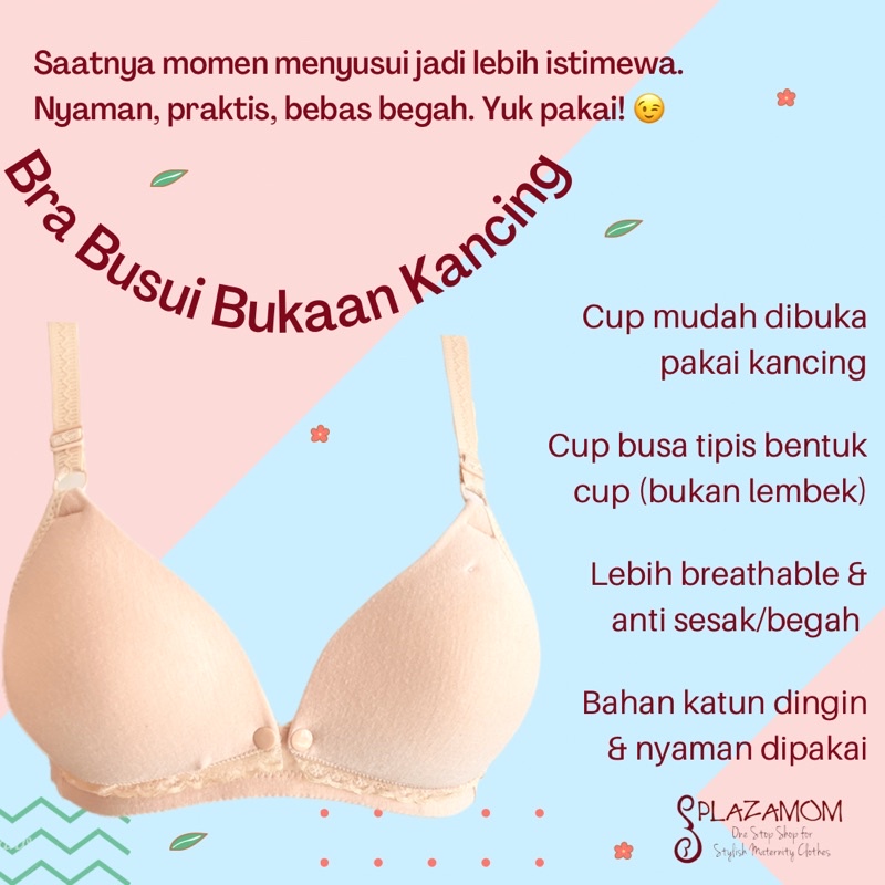 BRA BUSUI BH MENYUSUI NURSING MATERNITY PREGNANT HAMIL BUMIL BUKAAN SAMPING DEPAN PAKAI KANCING CUP BUSA TIPIS TANPA KAWAT BAHAN KATUN NYAMAN DINGIN ANTI GERAH MODEL SIMPLE STYLISH PBH083M