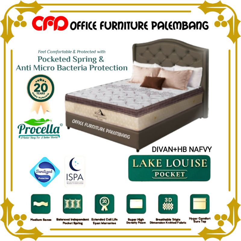 springbed procella lake louise matras kasur spring bed pocket spring anti bakteri full set original