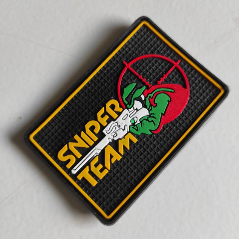 PATCH RUBBER LOGO SNIPER TEAM LIS KUNING/TEMPELAN EMBLEM KARET VELCRO