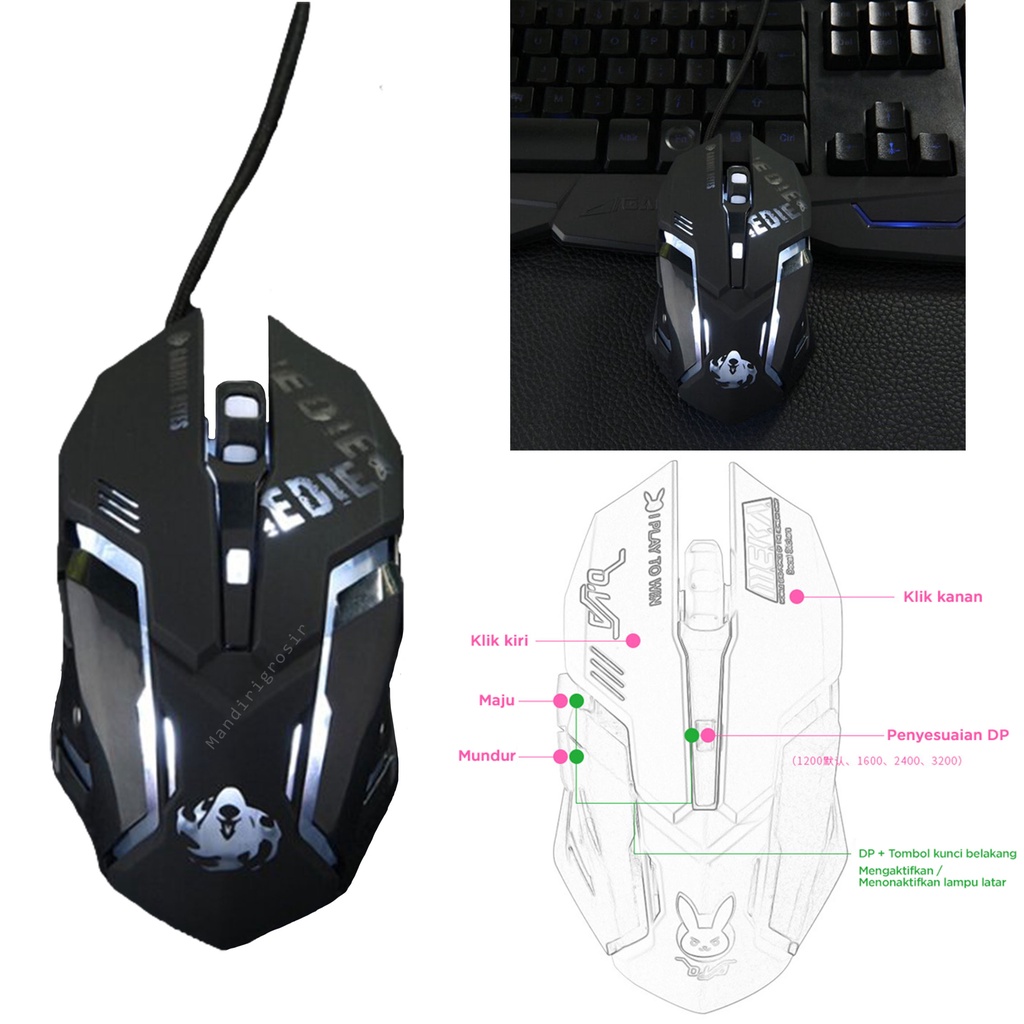 Mouse Gaming profesional * Mouse * Mouse Kabel * Mouse Led * Hitam
