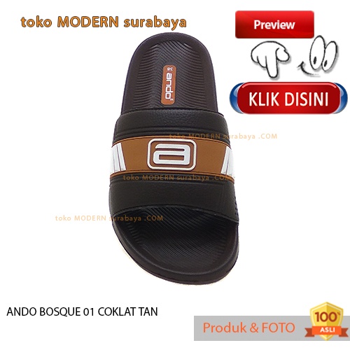 ANDO BOSQUE 01 COKLAT TAN sandal pria sandal slide flip flop karet