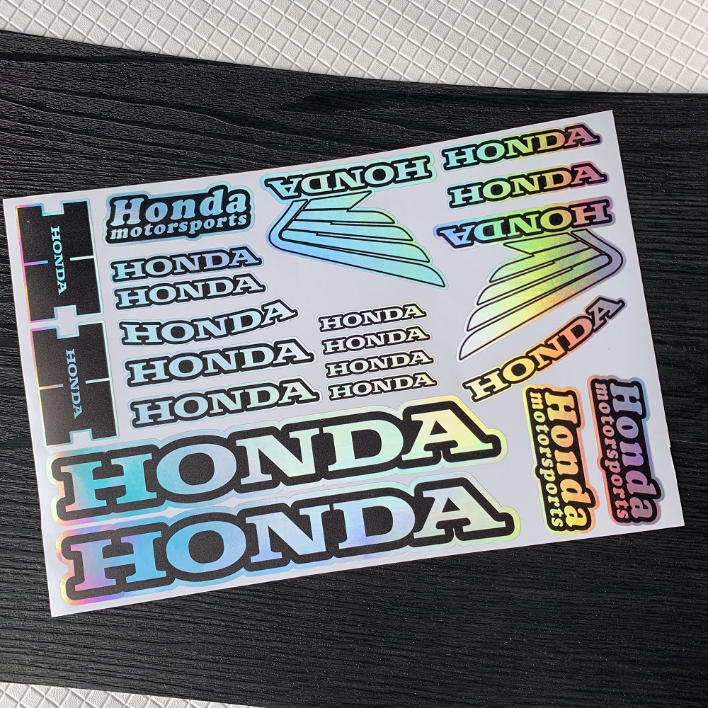 [On Sale] Honda HRC Reflective Motorcross Motorcycle Stickers Laser Motorcycle Decoration sticker Decals For Honda VFR 400 800 CB 600 1000 250 50 CRB