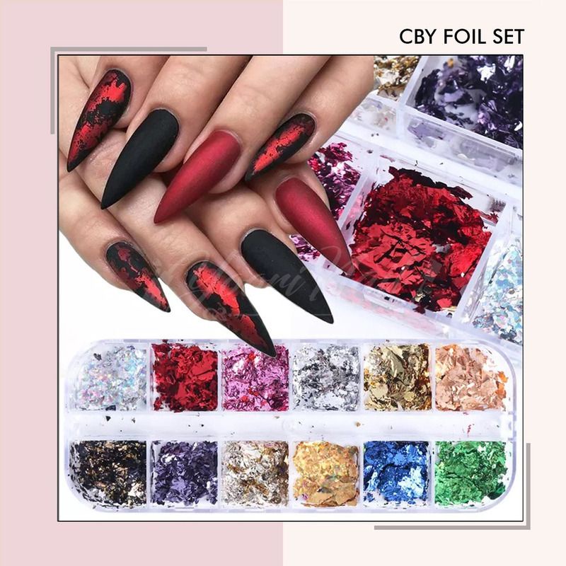 CBY Foil set nail transfer foil sticker warna metalic