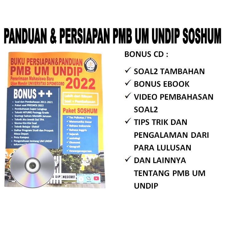 Jual Buku Persiapan dan Panduan PMB UM UNDIP 2022 SOSHUM Indonesia