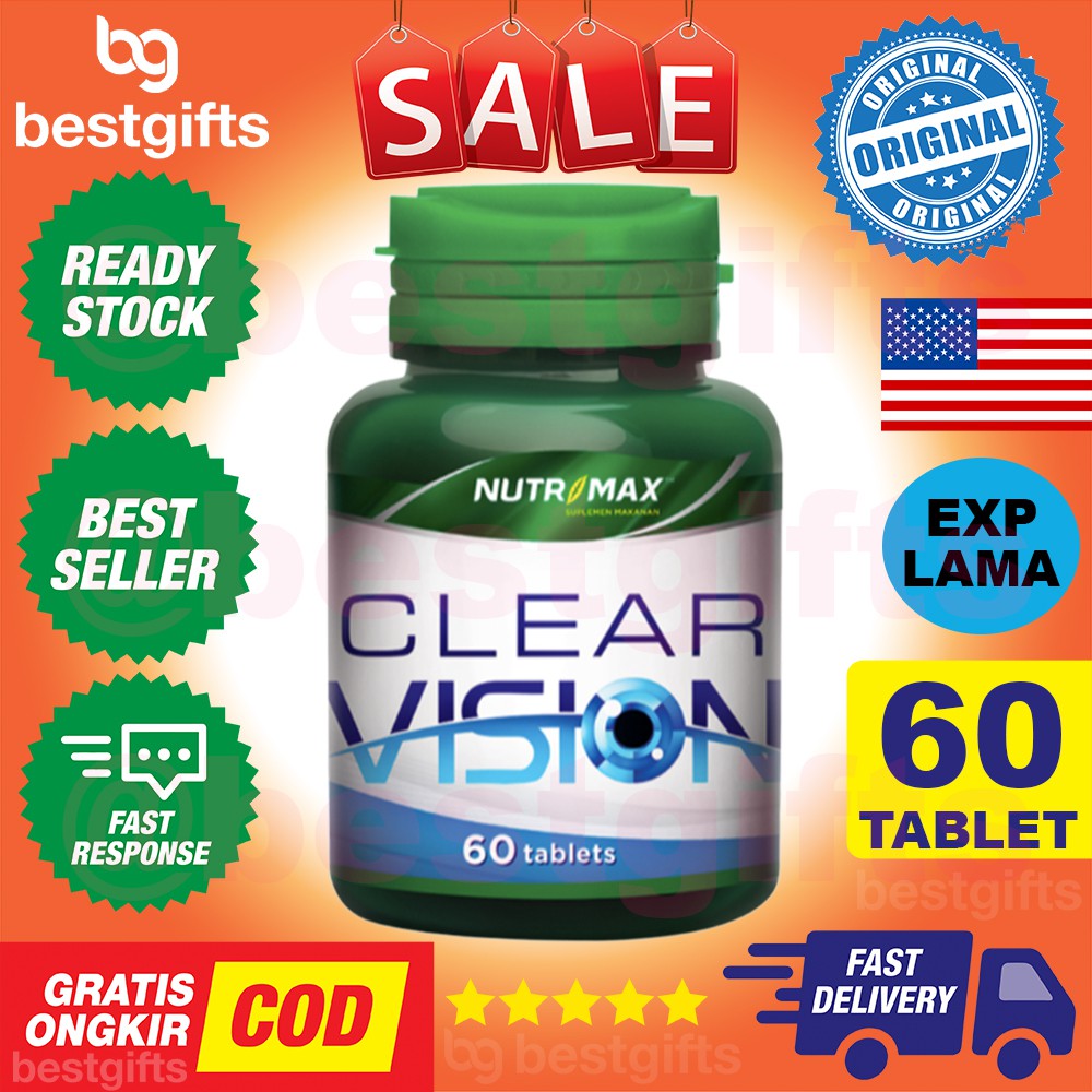 NUTRIMAX CLEAR VISION WITH EYEBRIGHT HERB VITAMIN KELELAHAN MATA MERAH RABUN SENJA GLUKOMA 60 TABLET