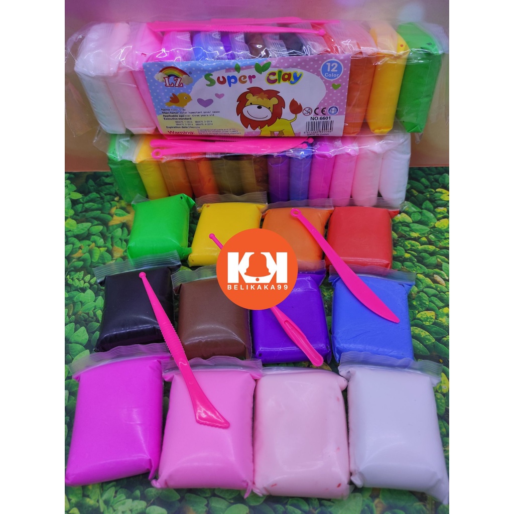 CLAY MAINAN ANAK POLYMER 12 WARNA CLAY EDUKASI SLIME MURAH