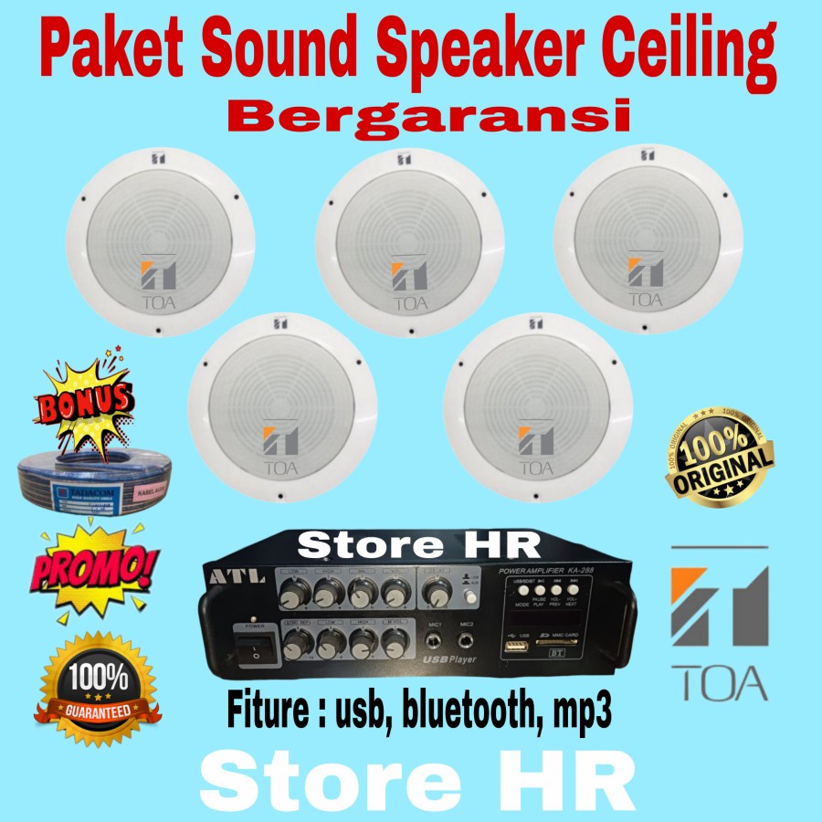 Jual Paket TOA speaker plafon 5 pcs sound System Ceiling / ciling mesjid Indonesia
