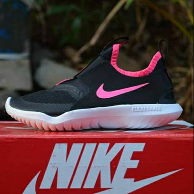 NIKE FLEX RUNNER BLACK PINK SNEAKER ANAK KID TODDLER ORIGINAL