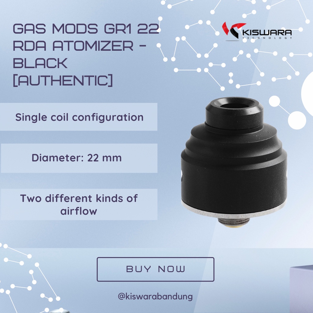 GAS Mods GR1 22 RDA Atomizer - BLACK [Authentic] KiswaraBandung