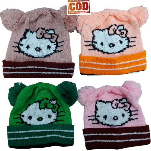 KUPLUK RAJUT ANAK / BAYI KARAKTER HELLO KITTY USIA 1-8 TAHUN LAKI PEREMPUAN