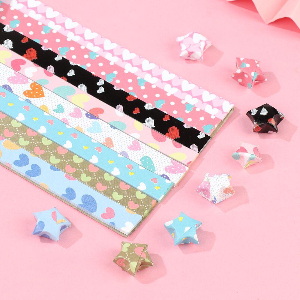 Solighter 1set/136Pcs Kertas Strip Hadiah Satu Sisi Best Wishes DIY Kerajinan Dekorasi Rumah Origami