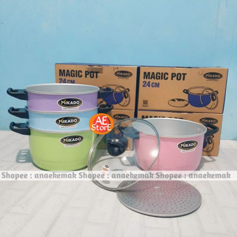 PROMO COD PANCI DANDANG LANGSENG KUKUS STEAMER 24 CM TUTUP KACA ALUMUNIUM MASPION logam jawa susu mie indomie perebus air masak sayur tebal alumunium murah Steamer Serbaguna murah dimsum kukusan somay warna biru ungu hijau pink ping magic pot magicpot