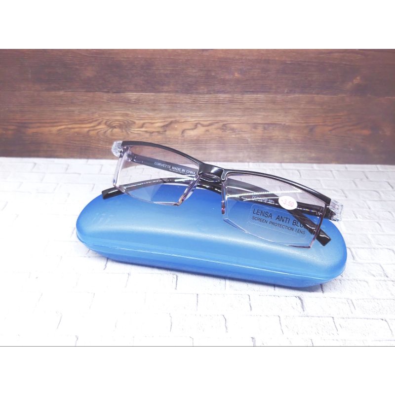 Kacamata Minus Antiradiasi Lensa Hitam TC245AB-MN