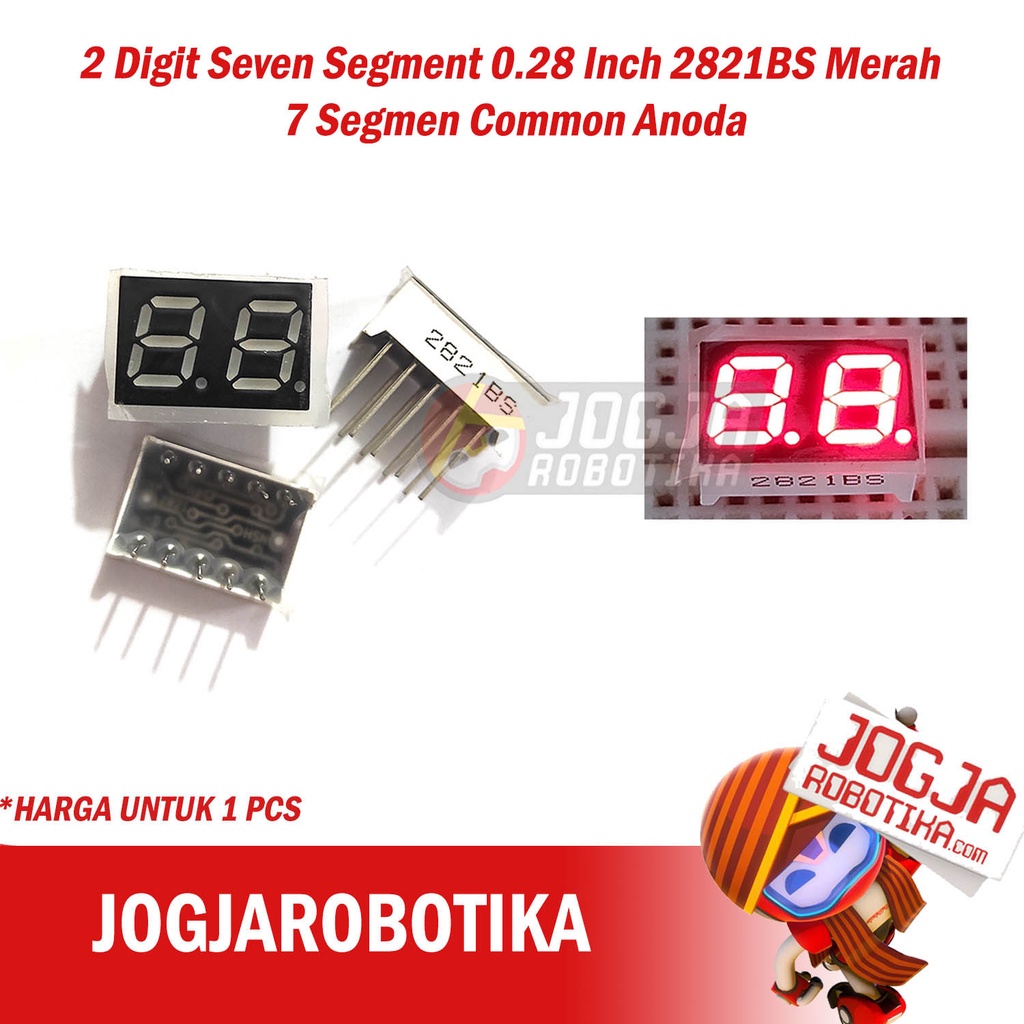 2 Digit Seven Segment 0.28 Inch 2821BS SN410281N Merah 7 Segmen Common Anoda Anode
