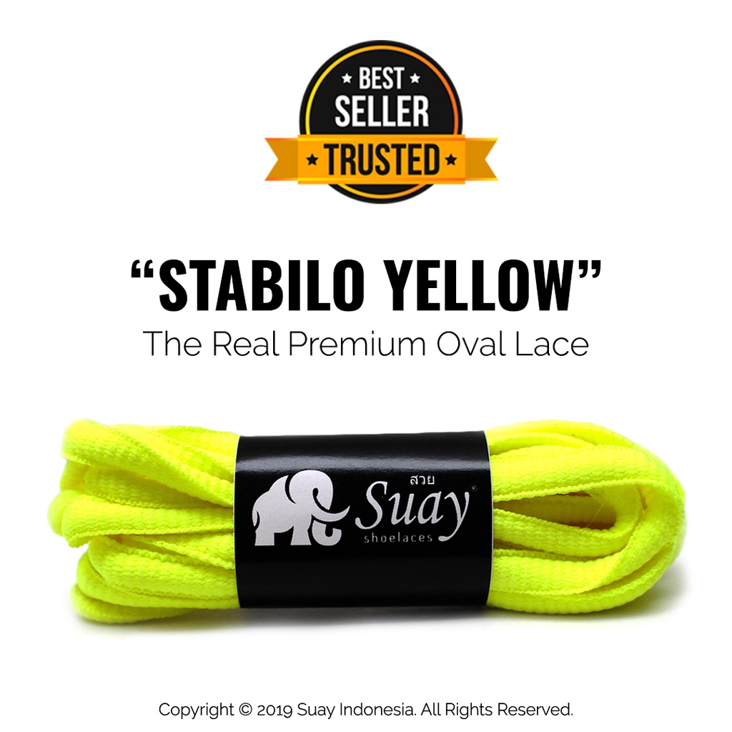 Tali Sepatu Bulat Stabilo Kuning (Oval) Premium Shoelace Stabilo Yellow Surabaya