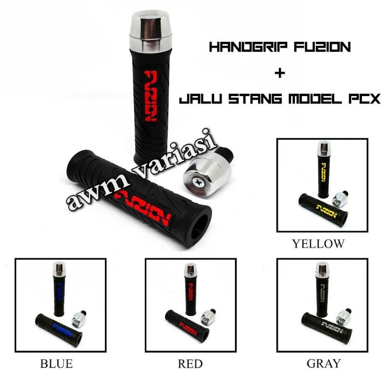 HANDGRIP GRIP FUZION HITAM LIS WARNA PLUS JALU STANG PCX UNTUK SEMUA MOTOR/UNIVERSAL