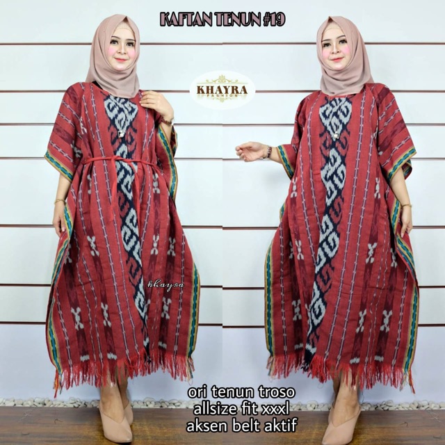 Kaftan Tenun Warna Merah by Batik Khayra