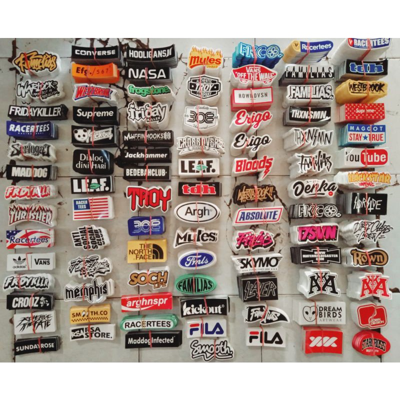 

stiker sticker brand distro bahan graftac sablon harga untuk 10 pcs