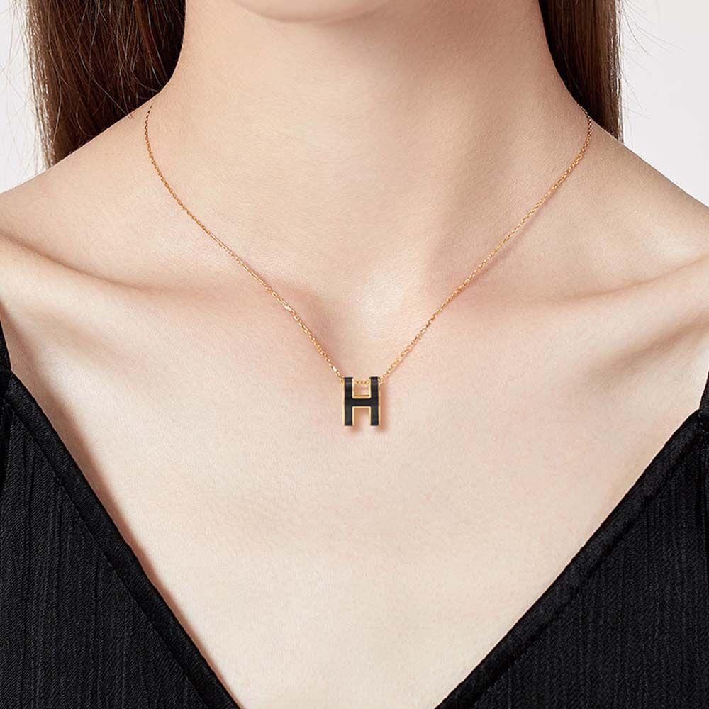 NEEDWAY Huruf H Kalung Temperamen Sederhana Korea Tembaga Aksesoris Harian Gadis Perempuan Chokers