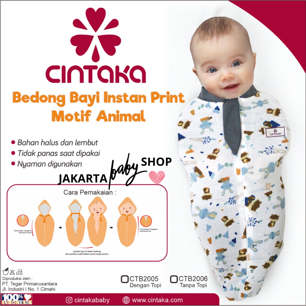 BEDONG BAYI INSTAN PRINT MOTIF ANIMAL CINTAKA CTB2005/CTB2006