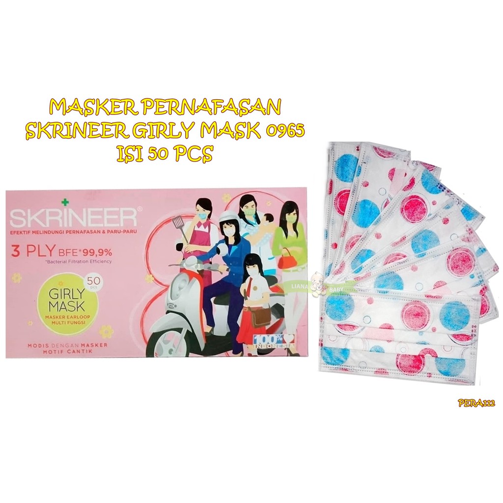 PERA112 MASKER PERNAFASAN SKRINEER HIJAB SAKURA ISI 50 PCS