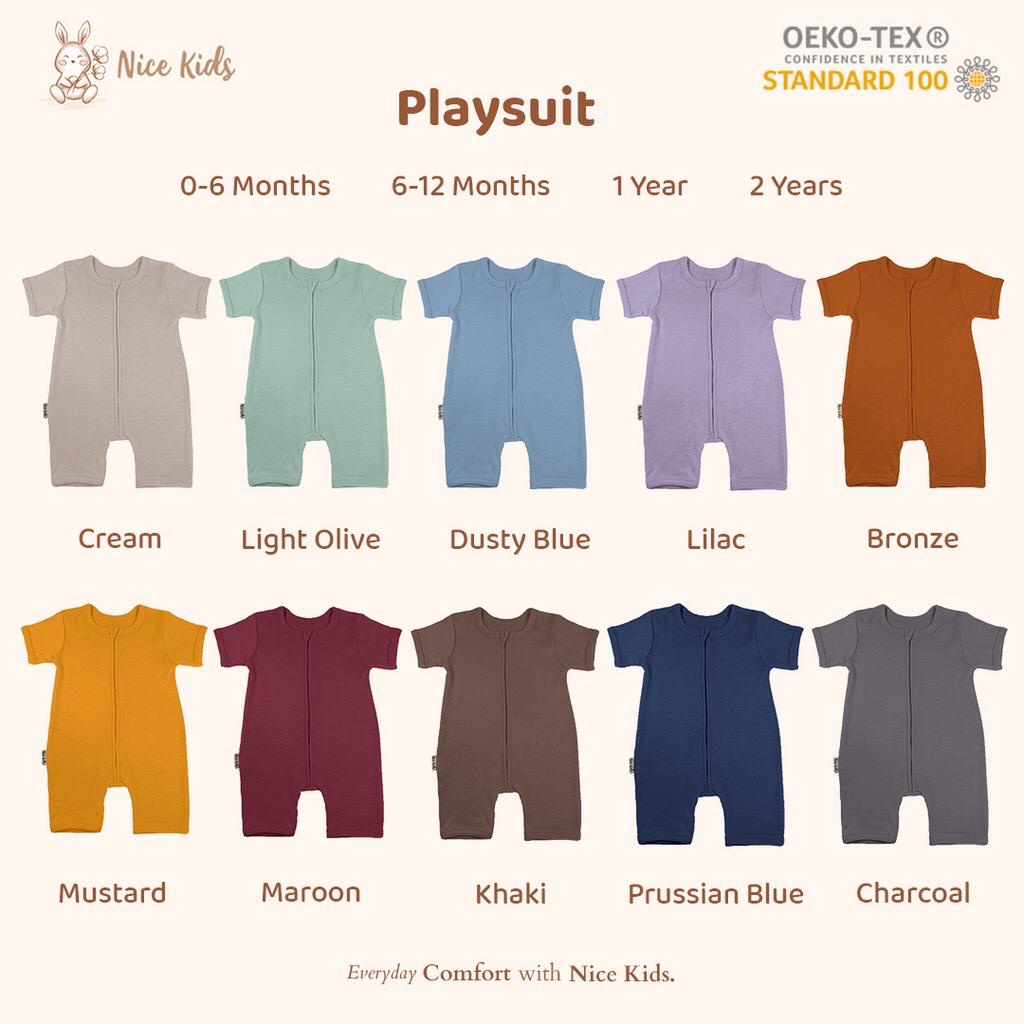 NICE KIDS NICEKIDS PLAYSUIT BABY ZIPPY PLAYSUIT BAYI ROMPER KODOK PENDEK BAYI