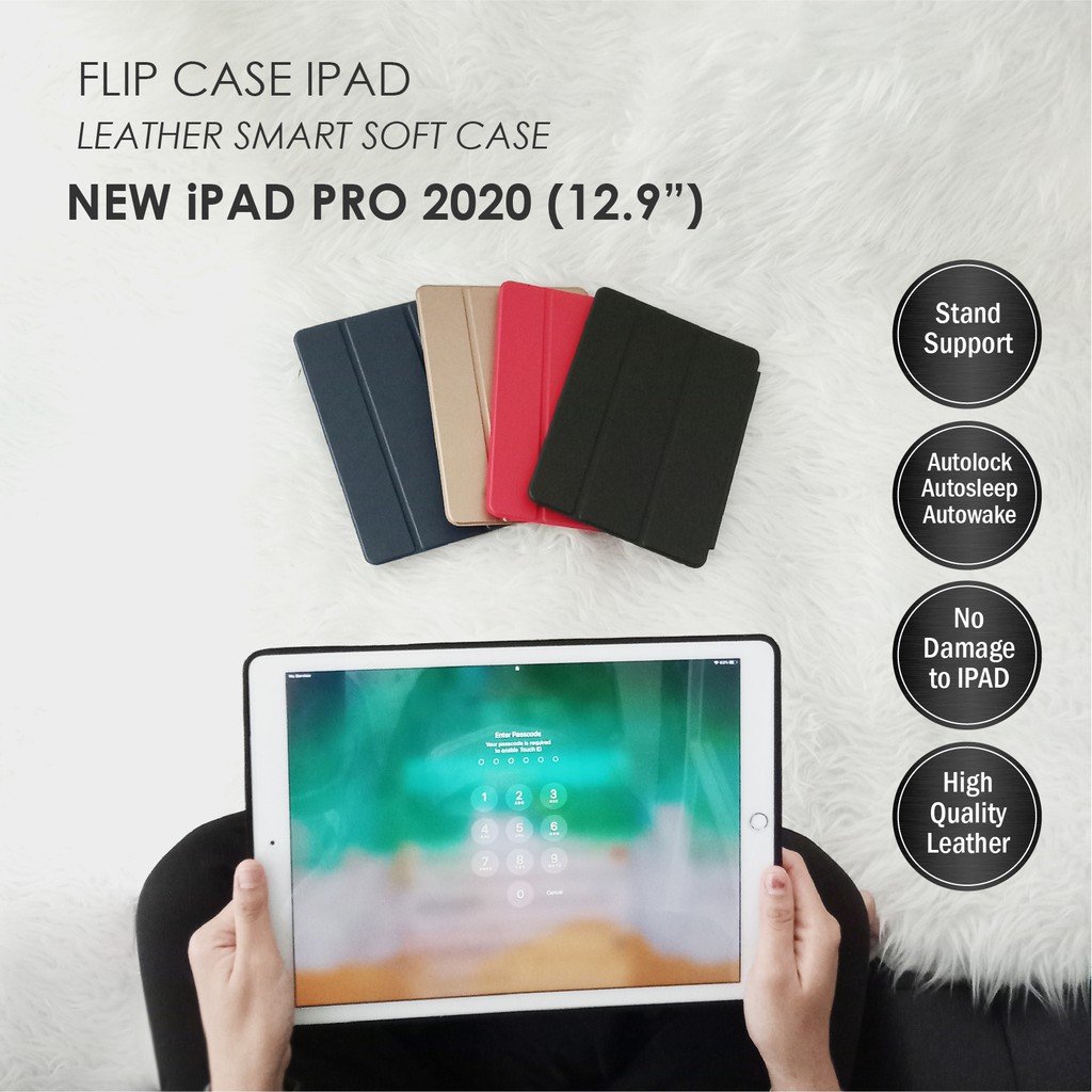 CASE IPAD NEW PRO 12.9 INCH 2020 ORIGINAL CASING STAND SOFT COVER CASE KULIT PACKING IMPO