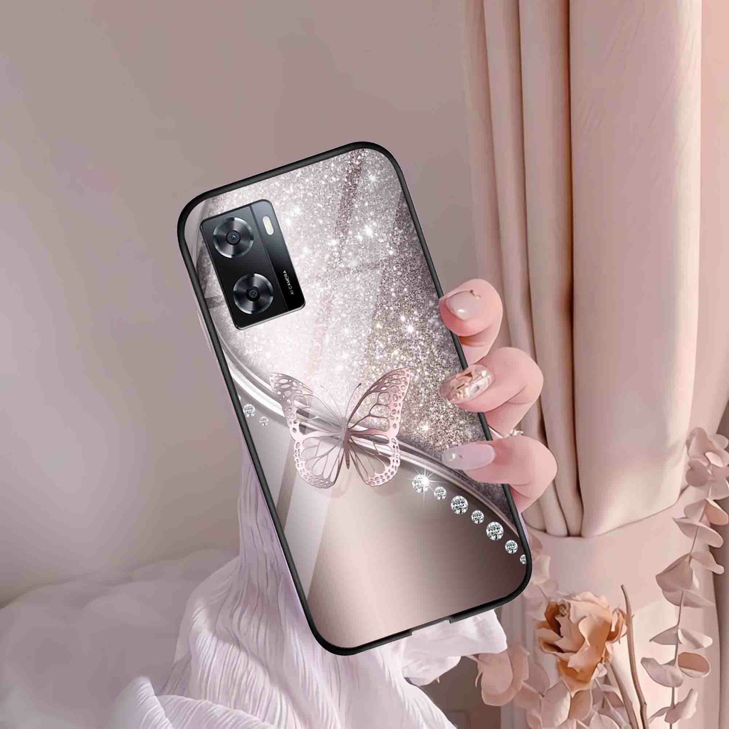 (GC 42 ) Softcase Kaca Oppo A57 A77s 2022 - Kesing Kaca Oppo A57 A77s 2022- Case Cantik Oppo A57 A77