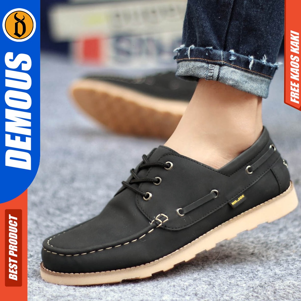 DEMOUS Sepatu Kasual Pria Formal Kulit Pu Kerja Hitam Nerson