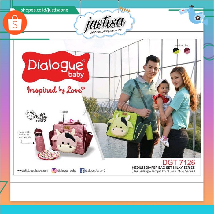 Promo !! TAS BAYI DIALOGUE DGT 7126 MILKY SERIES + TAS BOTOL - TAS DIAPERS BABY UKURAN MEDIUM MILKY SERIES