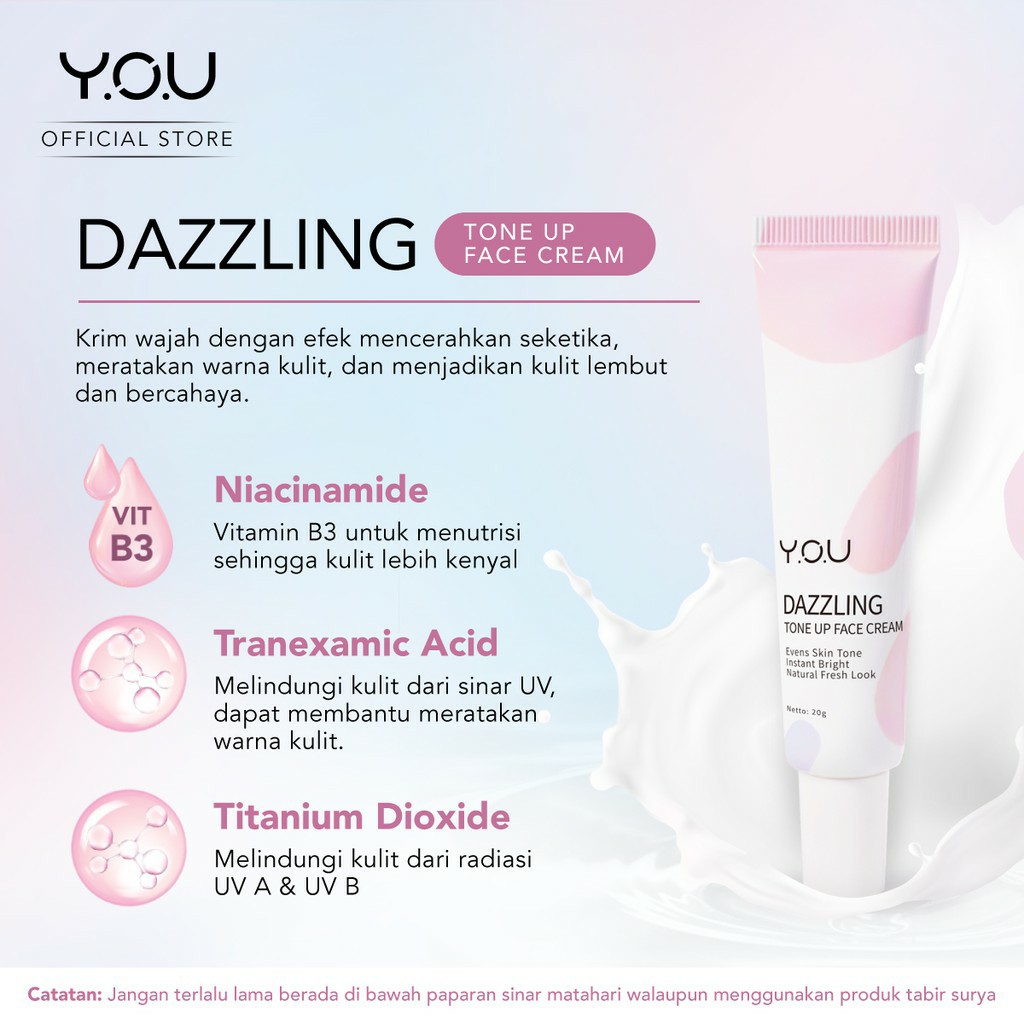 READY❤ [ORIGINAL⭐] YOU Dazzling Tone Up Face Cream (Efek Cerah Seketika) SANDRA DEWI CREAM VIRAL