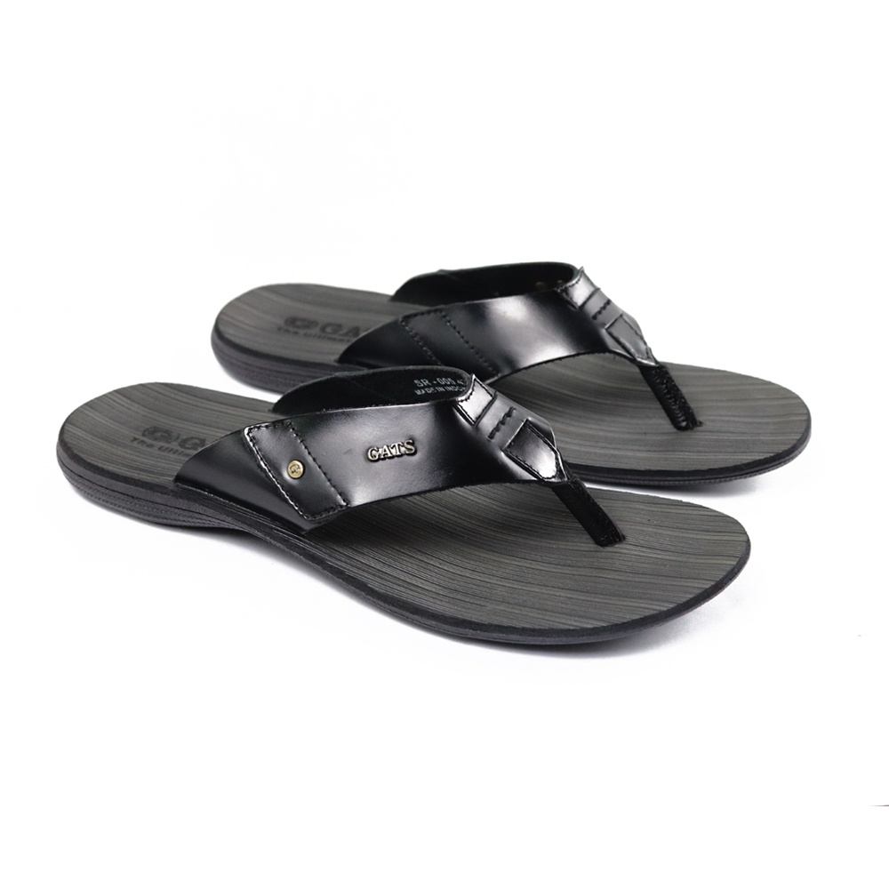 Sandal Pria Jepit Casual GATS  SR005 Hitam Slide Jepit Kulit Asli Model Terbaru  Tidak Licin
