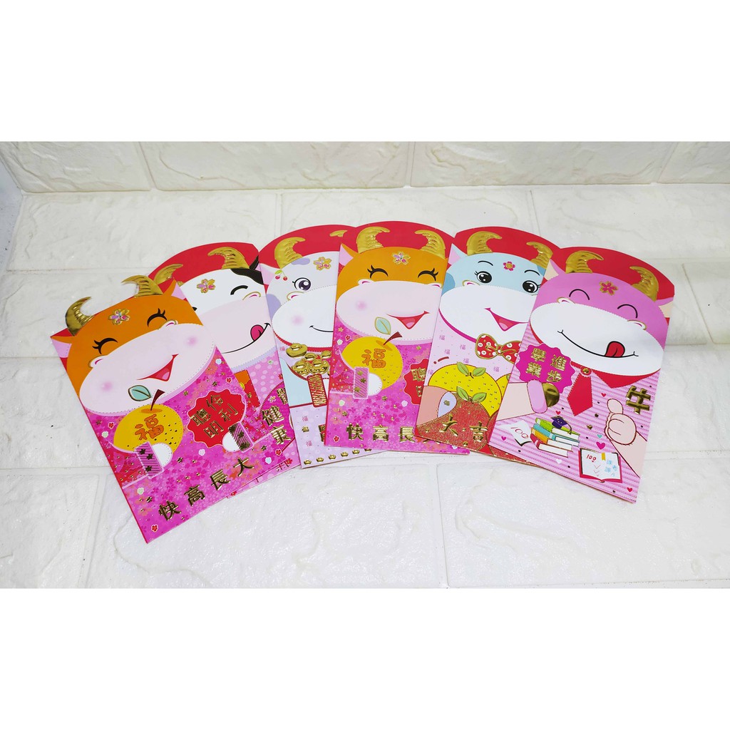 Angpao Sedang Moo Tanduk Mas Mix Happy Lucu Ceria isi 6 pcs