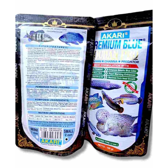 MAKANAN IKAN LOUHAN AKARI AA PREMIUM BLUE LOUHAN 100gr