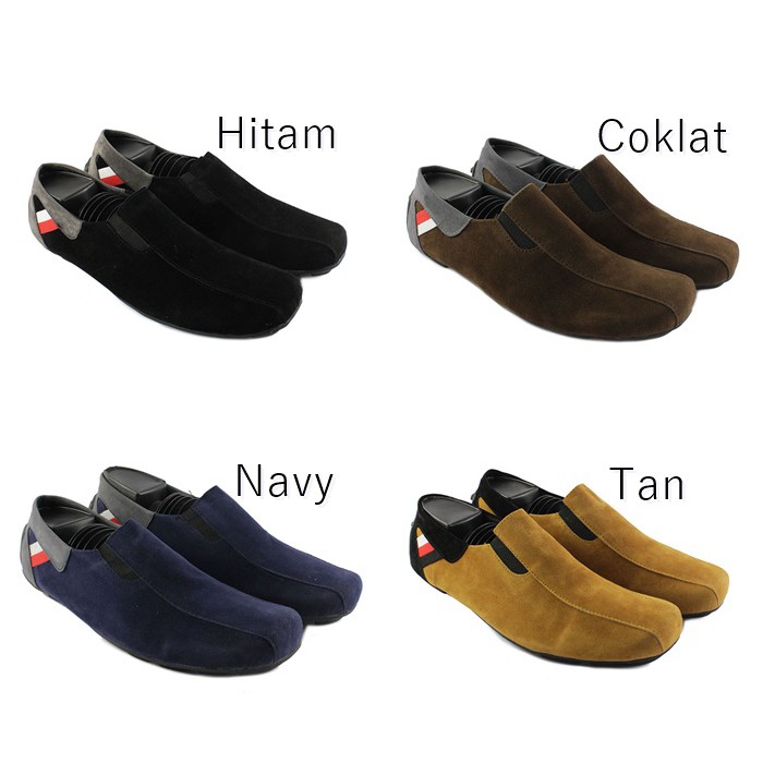 [ POLOS ] Sepatu Slip On Pria Messy Casual Pria Hitam Coklat Navy Tan