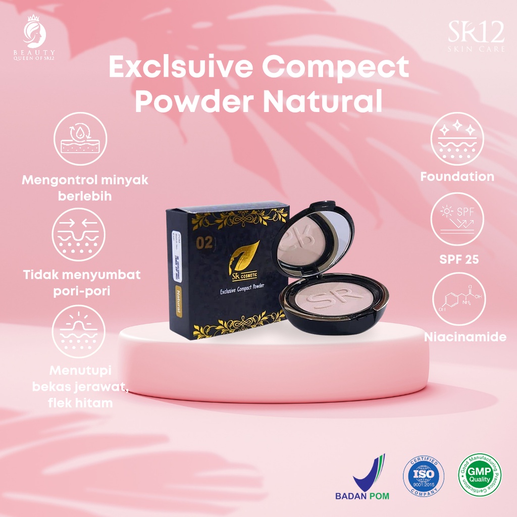 SR12 Compact Powder SPF 25+++ Bedak Padat  Anti Luntur dan Tahan Lama dengan Pilihan Warna Natural dan Sheer Pink - Menutup Bekas Jerawat, Flek, dan Rona Wajah yang Tidak Merata, Kulit Tampak Lebih Halus, Lembut, dan Tidak Berminyak