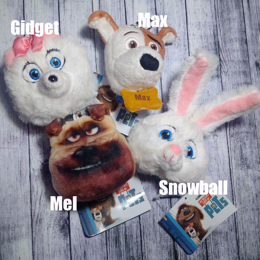 Keychain / Gantungan Kunci Boneka The Secret Life of Pets ( Max , Mel , Gidget , Snowball )