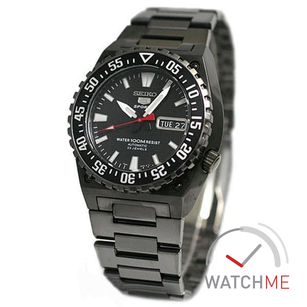 Jam Tangan Seiko 5 SNZD73K1 Automatic Black Dial 100m Black Stainless Steel Original Bergaransi